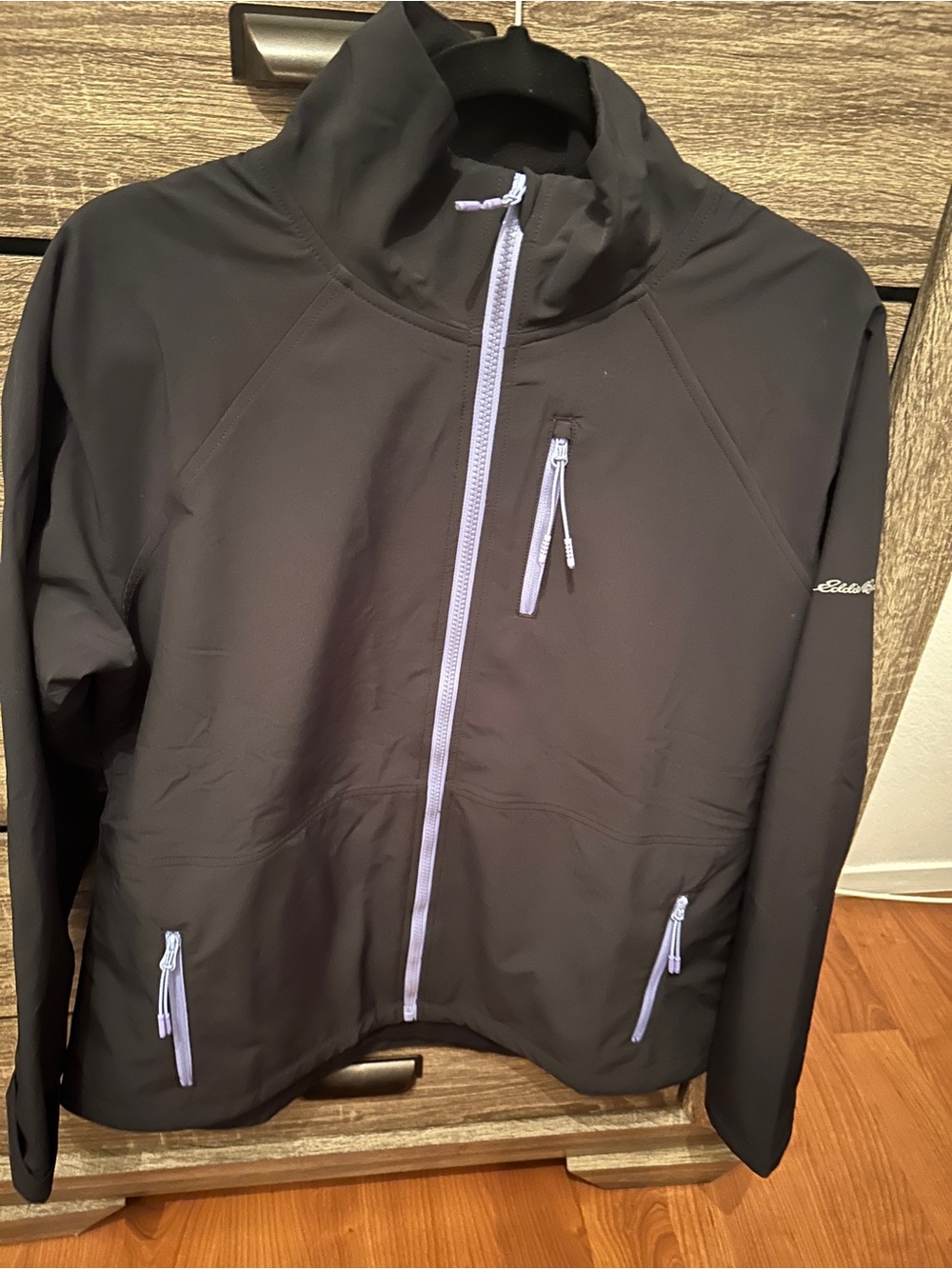 Eddie Bauer Black Jacket with Lavender Trim